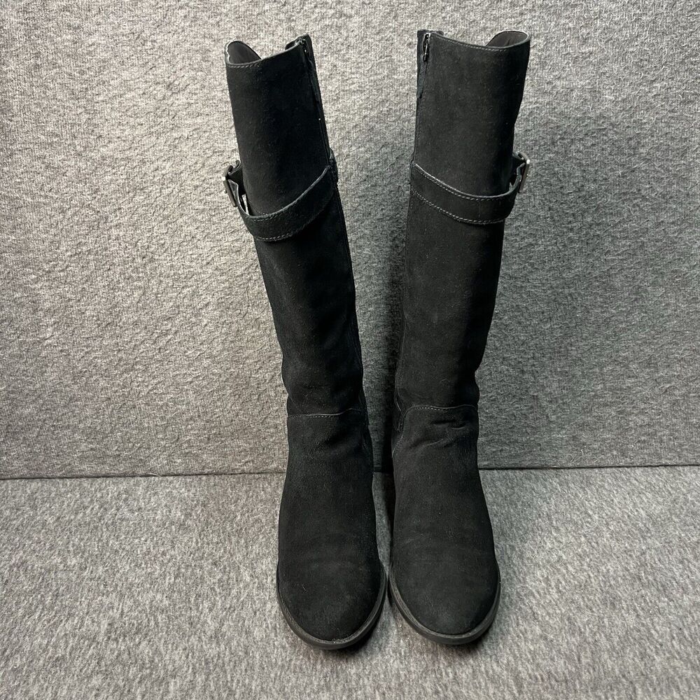 Cole Haan Indiana Waterproof Black Suede Riding Boots Size 6.5 EUC